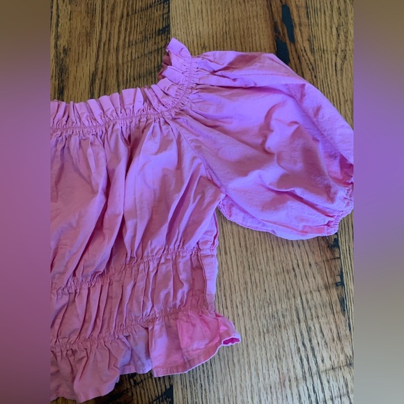 Zara off shoulder cropped blouse pink summer - Picture 2 of 5